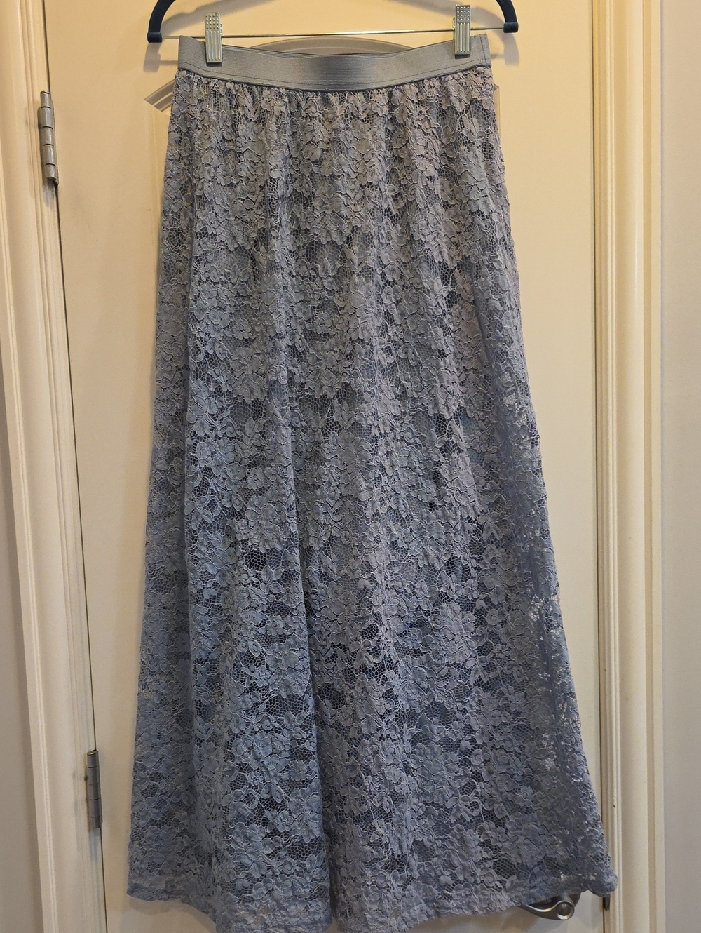 EUC Laffaire Medium Light Blue Lace Maxi Skirt with Elastic Waistband